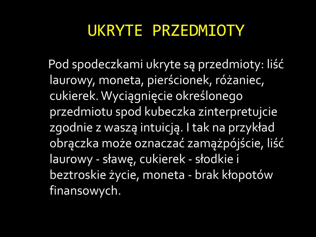 Wróżba ukryte przedmioty